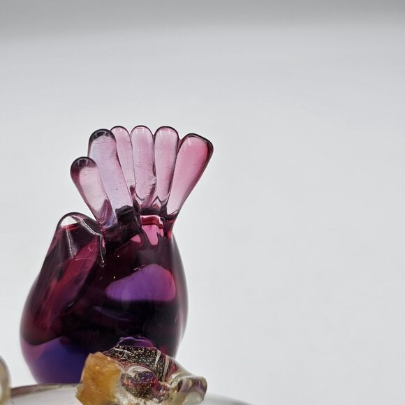 Murano Hand Blown Art Glass Bird Sculpture on Gold Fleck Branch Figurine 3.50 in - Picture 11 of 13